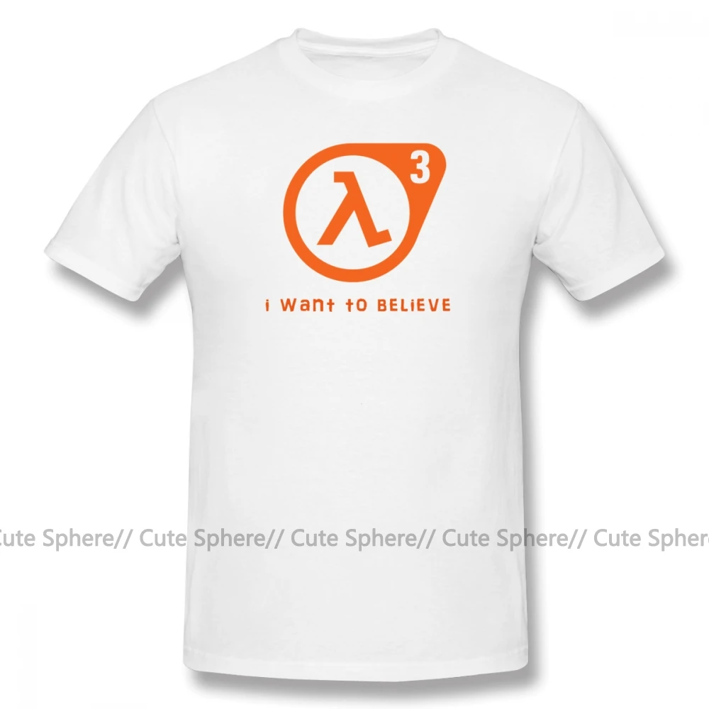 Футболка Half Life 3 футболка с надписью «I Want To Believe» Милая футболка из 100 хлопка Базовая Мужская футболка с короткими рукавами XXX - Цвет: White