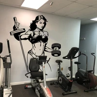 gym bodybuilder woman lifting weight wall sticker fitness bodybuilding girl sport wall decal crossfit vinyl living room decor