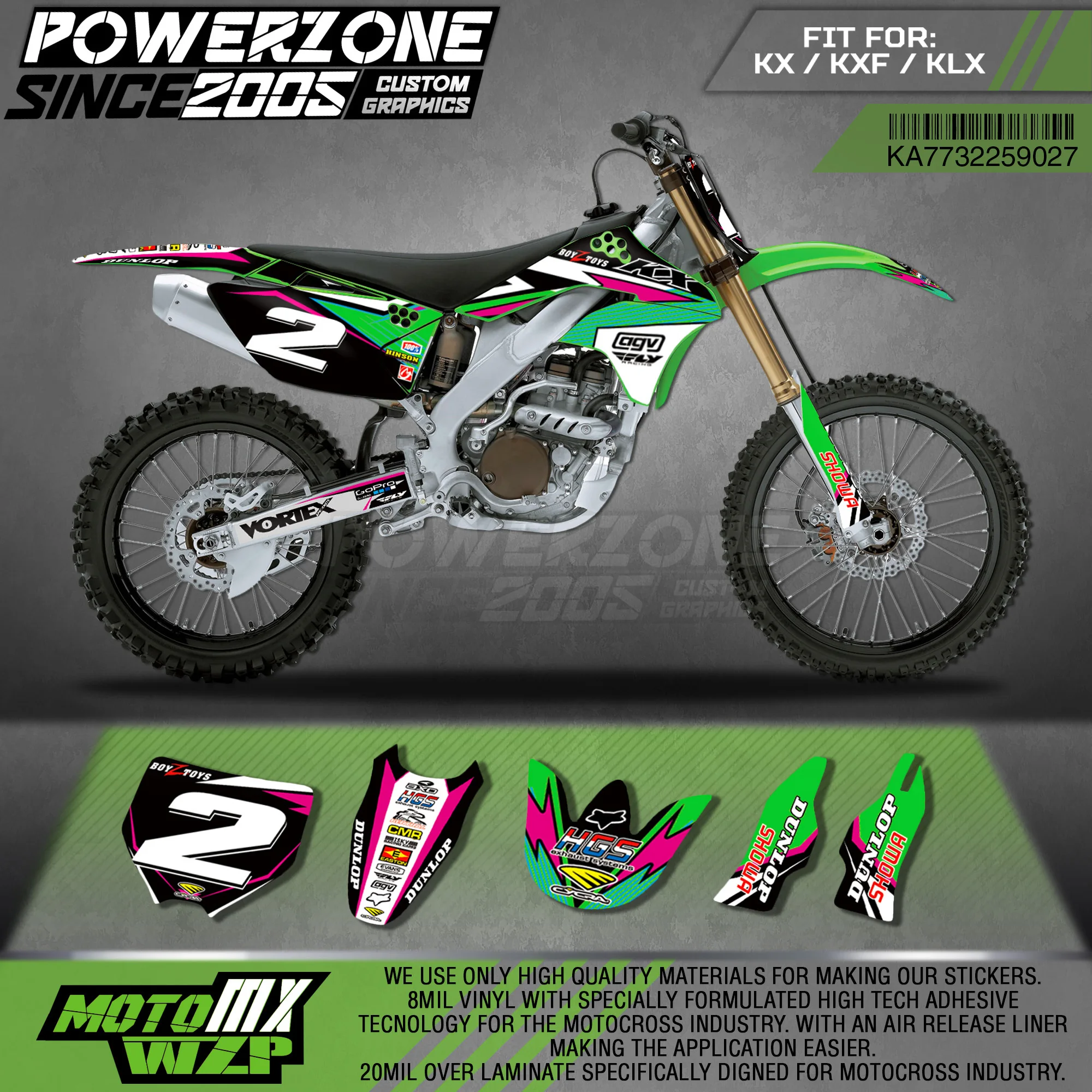 PowerZone пользовательские команды графические наклейки 3 М Набор для Kawasaki Наклейка