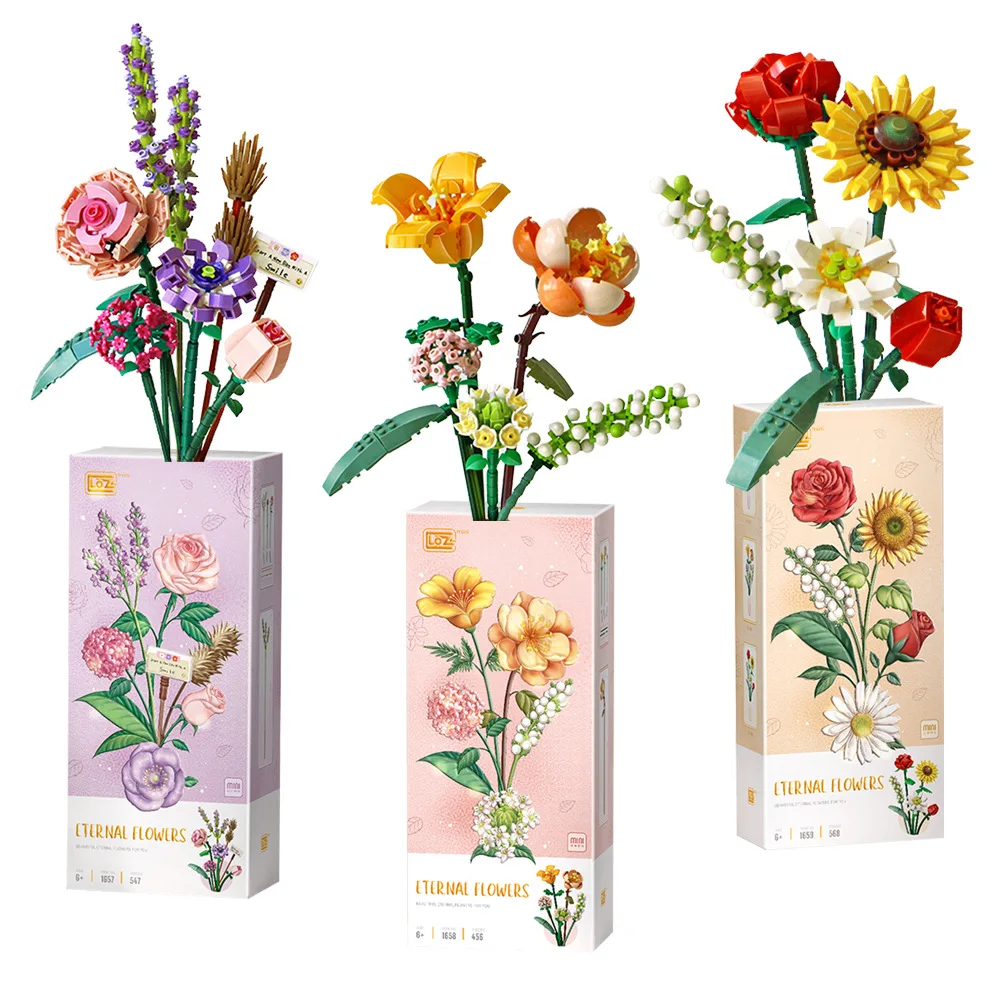 

Mini Blocks 1657 1658 1659 Kids Building Blocks Girls Toys Flowers Puzzle Women Gift Home Decor