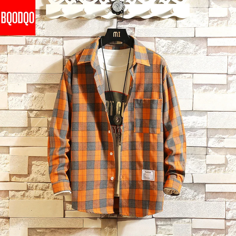 Брендовая хлопковая красная клетчатая повседневная мужская рубашка в стиле