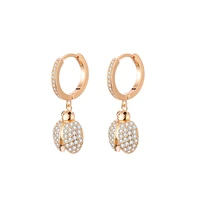 ladybug pendant drop earrings for woman cubic zirconia crystal crystal hoops earrings wedding party fashion female jewelry