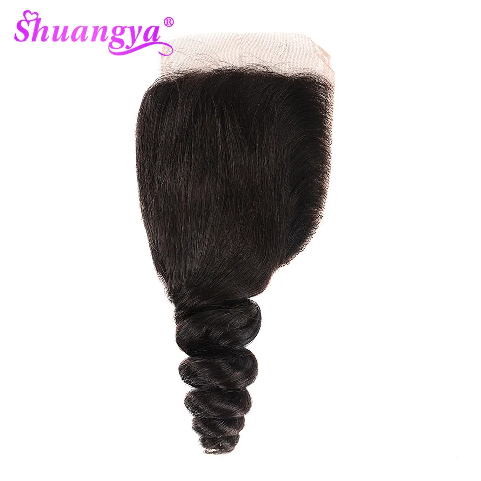 Волосы Shuangya бразильские свободные волнистые застежки бесплатно/средняя часть 4*4