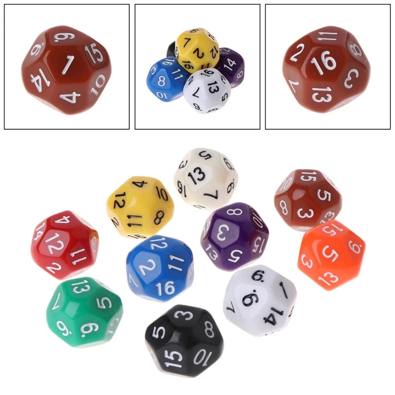 

10pcs 16 Sided Dice D16 Polyhedral Dices For Table Games 425E
