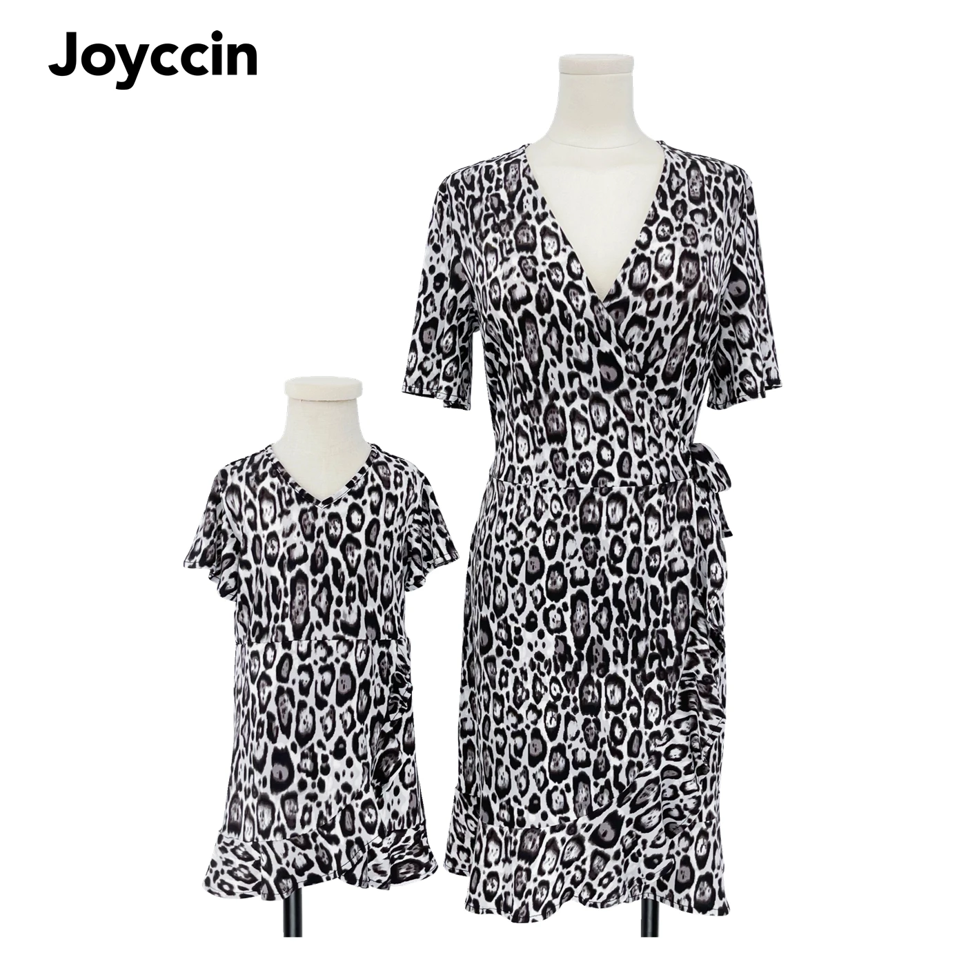 Платье Joyccin с разноцветным леопардовым принтом самозавязывающимся поясом и