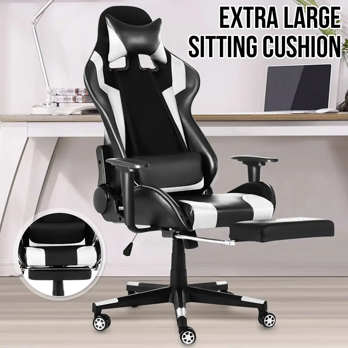 

WCG Office Computer Gaming Chair Ergonomic Racing Gamer Chair Internet Cafe Home Office Adjustable Lift Swivel Armchair Footrest