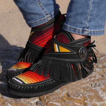 

Women Tassel Stripe Ankle Boots 2020 Women's Sewing Warm Woman Flats Female Shoe Ladies Casual Hook Loops Footwear Plus Size 43