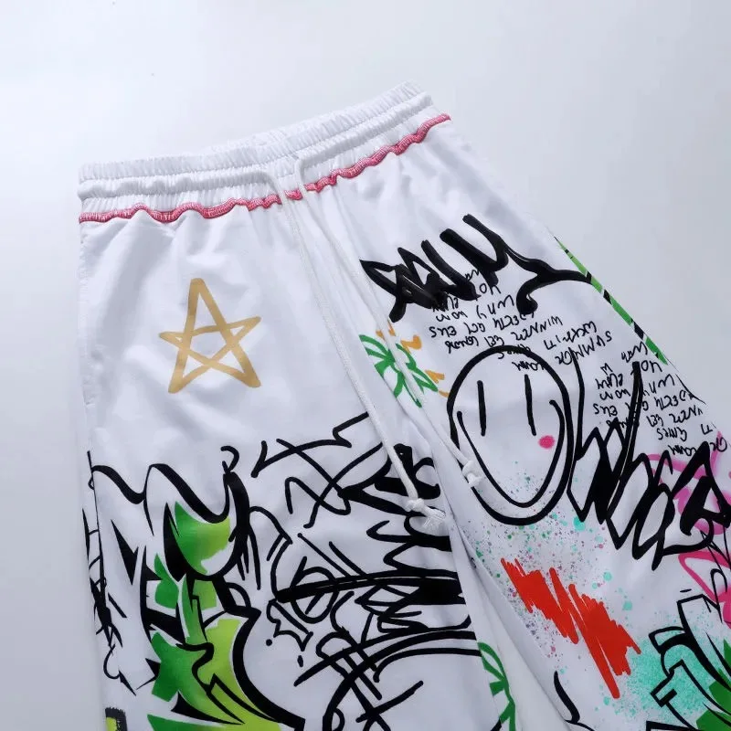 

Mmiot Harajuku Wide Leg Painting Printed Trousers 2021 New High Waist Leisure Loose Cotton Summer Casual Gothic Streetwear Pants