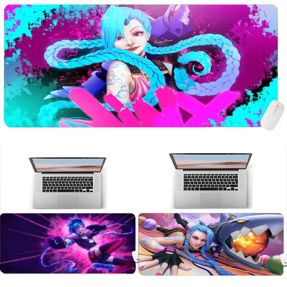 

Jinx League Of Legends Laptop Large Mouse Carpet LOL Anime Mouse Pad Gamer Kawaii Mats Xxl Mousepad Gaming Accessories Keyboard