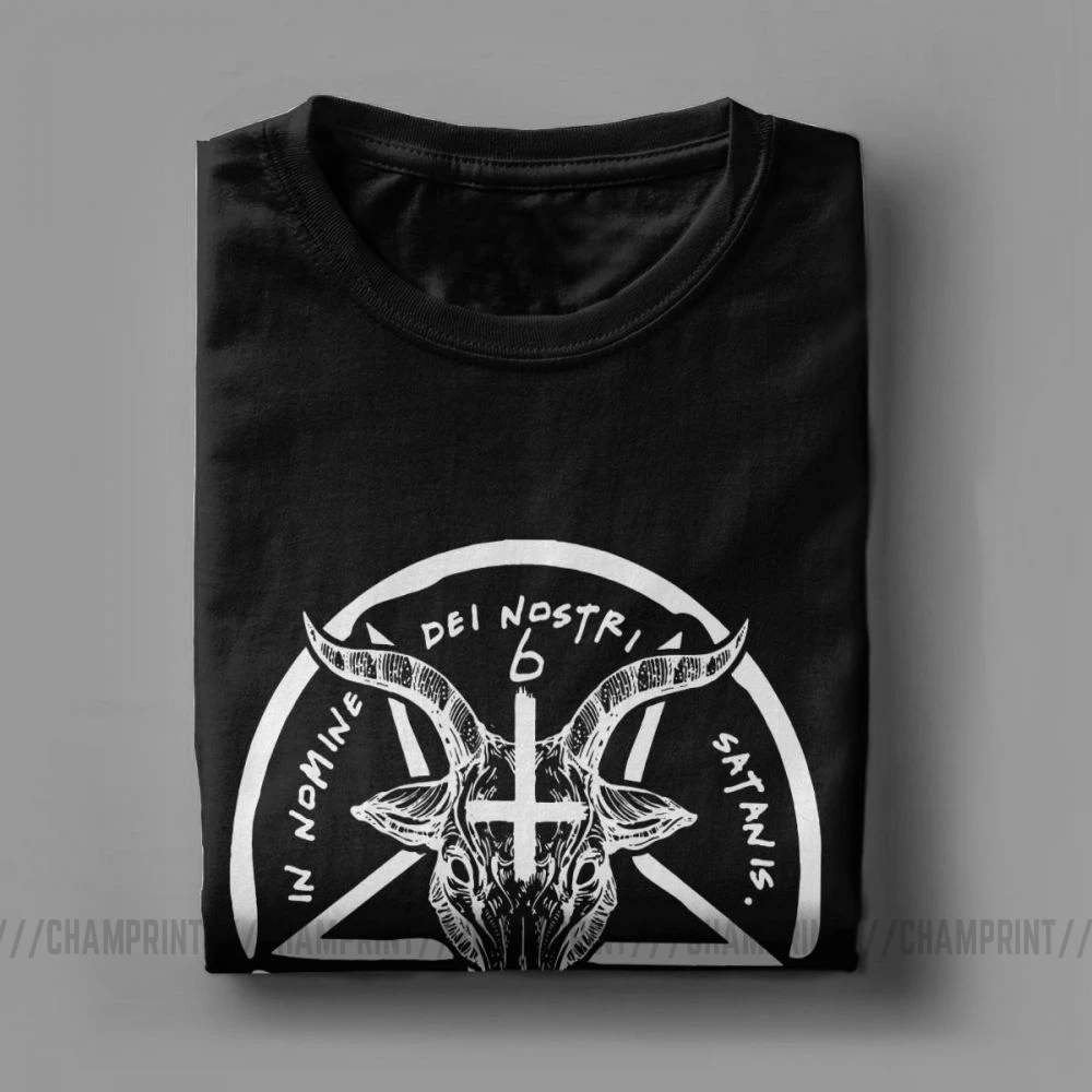 666 Baphomet футболка для мужчин с вырезом лодочкой 100% хлопок изображением сатаны