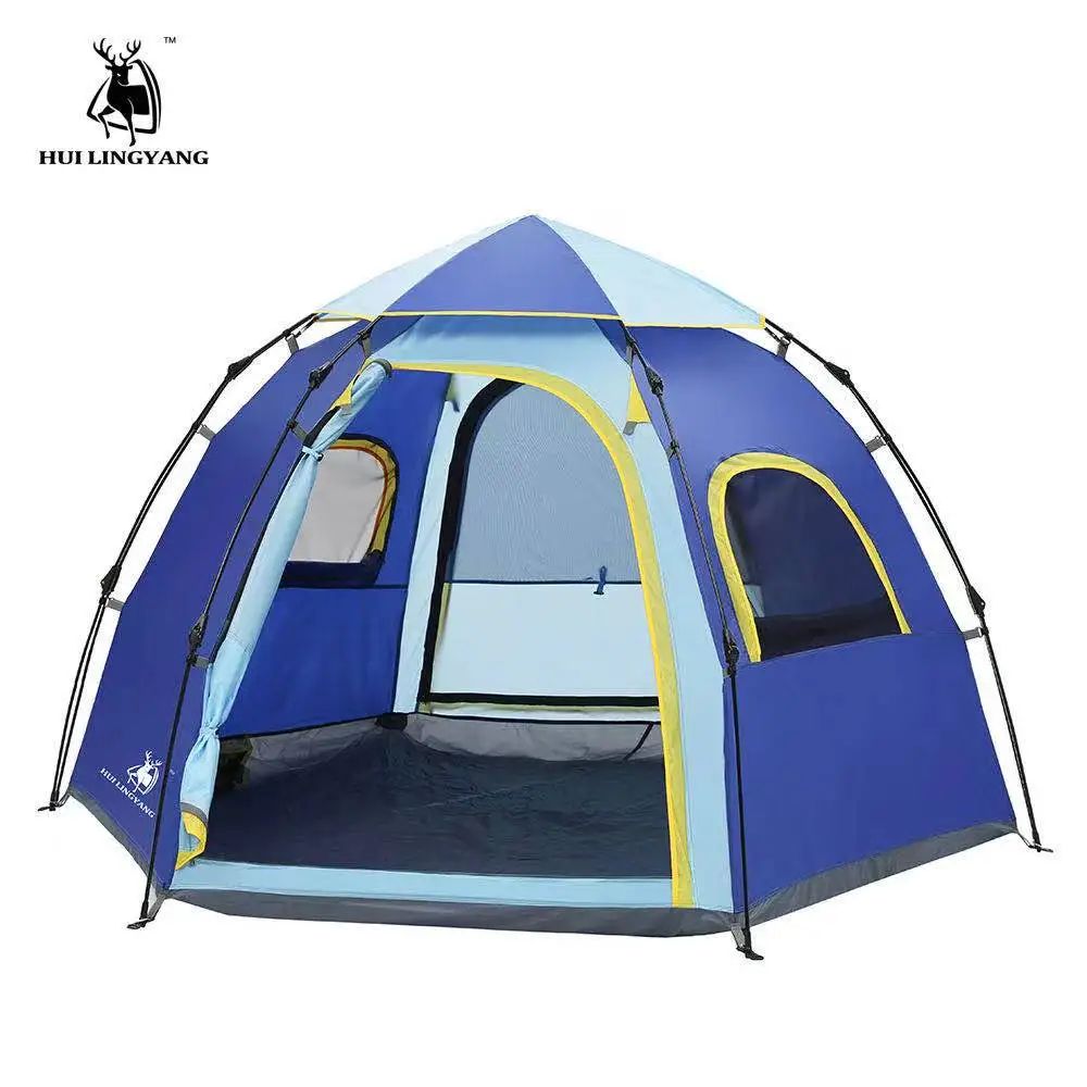 

New outdoor automatic tent 5-6 people hexagonal leisure Mongolian yurt camping supplies