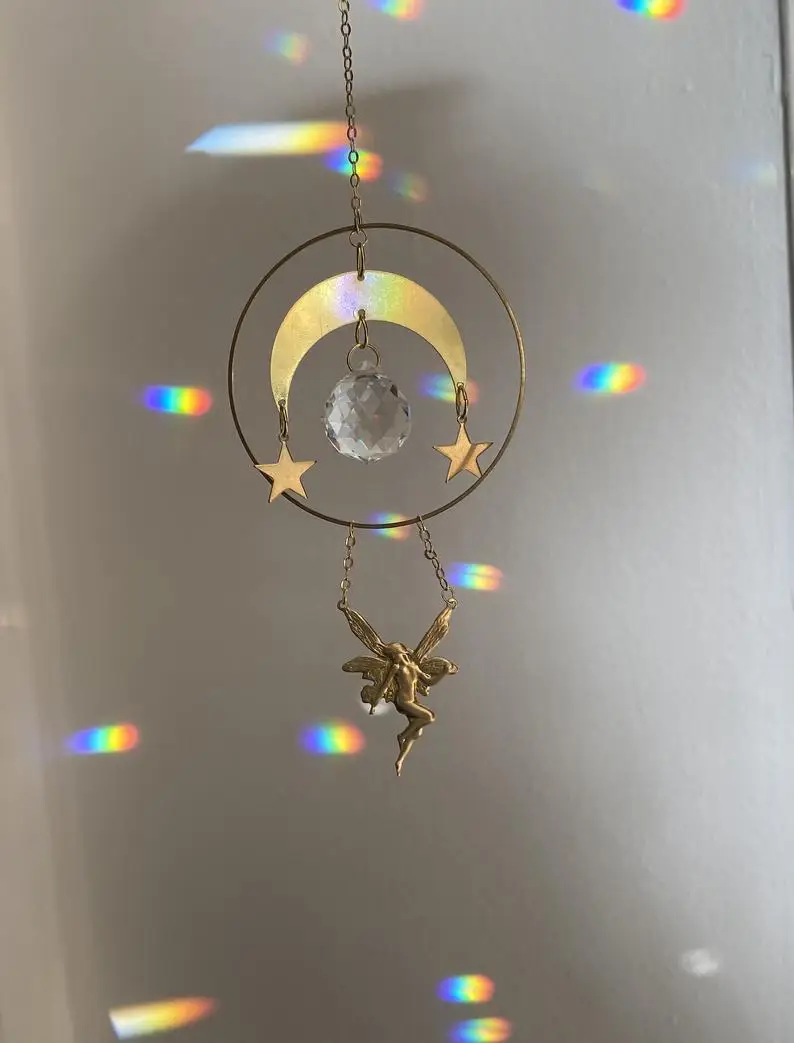 

Fairy dancing under moon and stars suncatcher