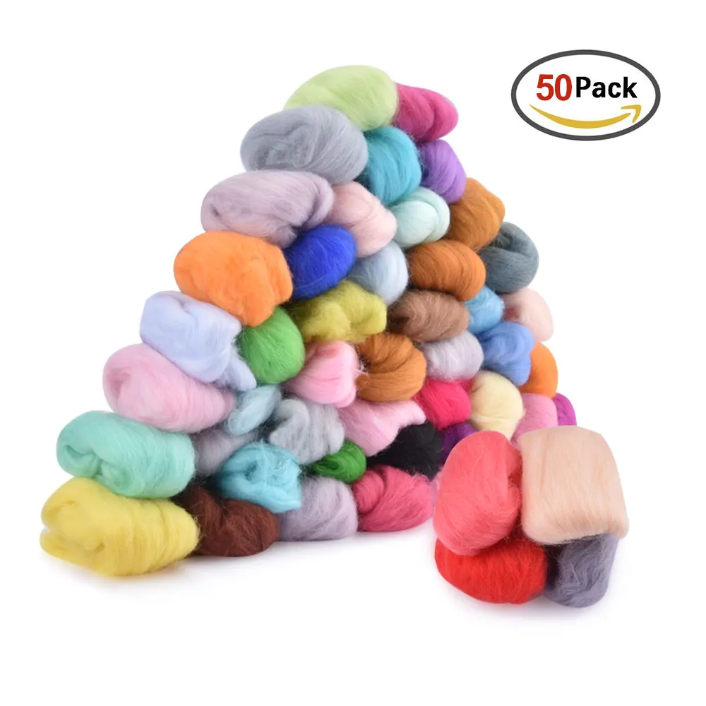 50 цветов набор игловаляющей шерсти стартовая пряжа ровинг сделай сам для