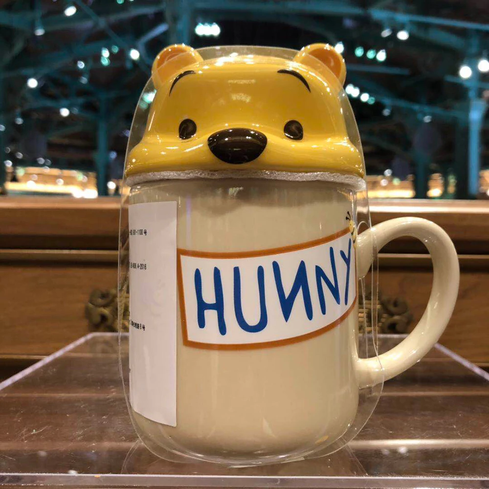 Disney 3D Stereoscopic 330ML Cartoon Winnie the Pooh Ceramics Cups Dual-use Office Mugs Women Portable Pupils Cup Home