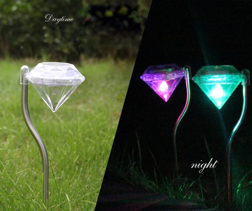 

Solar Garden Light Outdoor Waterproof Stake Diamond Solar Powered Landscape Lamp LED Bulb Lawn Lamp Home Pathway Night Lights