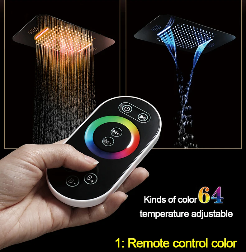 Bluetooth музыкальный светодиодный светильник, душевая головка 580*380 мм, водопад, Душ, смеситель для ванной, смеситель для душа, потолочный душевой набор 304SUS