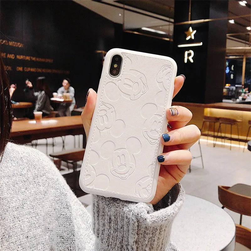 white Популярный милый мягкий кожаный чехол для телефона с Минни Маус для iphone 6 plus 7 7plus 8 8plus X XS XR MAX 11 Pro розовый высококачественный чехол - Color: white