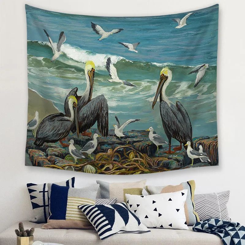 С принтом птицы полиэстер настенный гобелен комнаты Декоративные стены ковер
