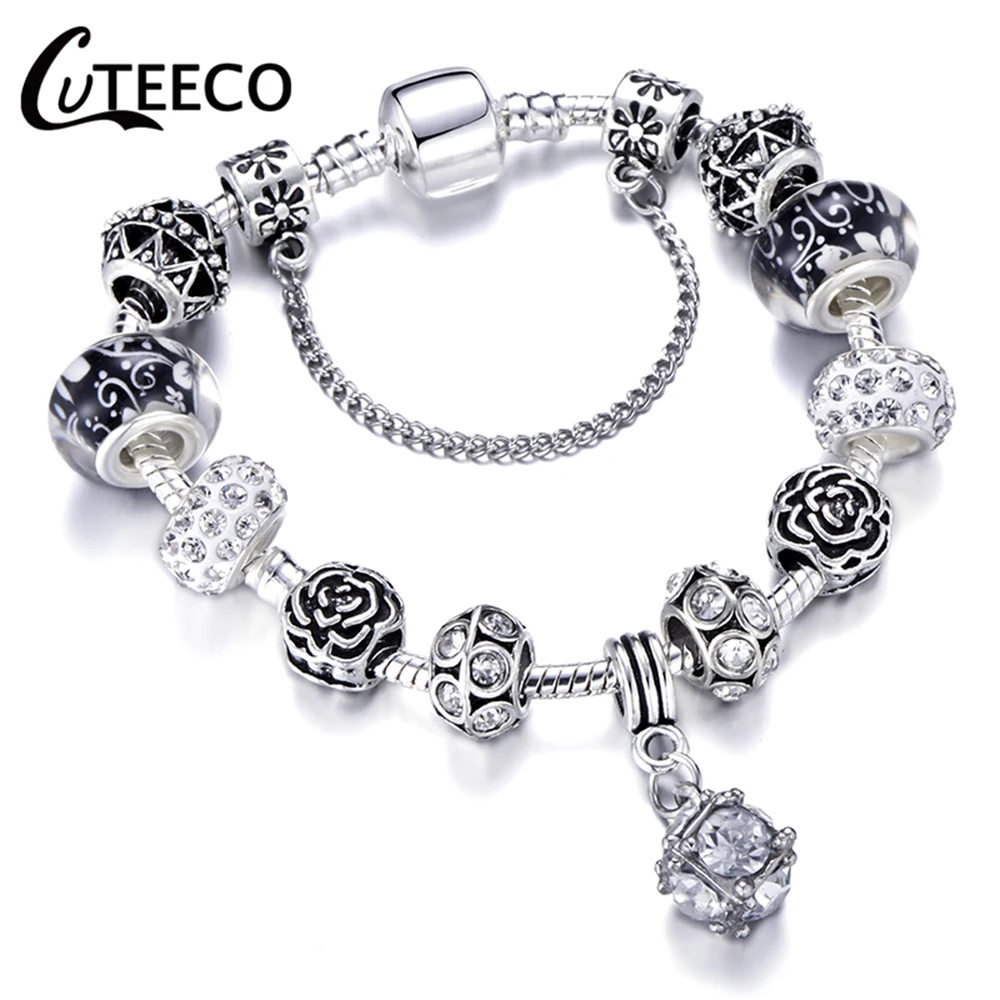 AE0232 CUTEECO браслеты с подвесками в форме короны женские Европейский стиль эмалированные бусины Подходит для брендовых браслетов для женщин ювелирные изделия подарок - Окраска металла: AE0232