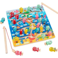 1 set alphabet preschool board magnetic wooden fishing game toy for toddlers