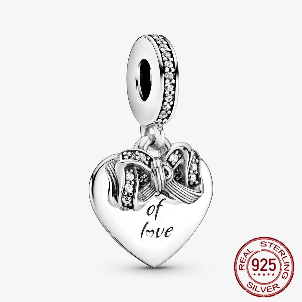 

Hot Sale 925 Sterling Silver Love Forever Heart Dangle Charms Beads fit Original Pandora Bracelet Necklace Silver 925 Jewelry