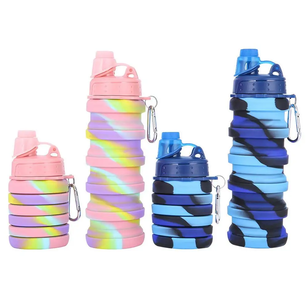

500ML Collapsible Water Bottle Reuseable BPA Free Silicone Water Bottle Portable Sports Outdoor Hiking Cycling Drink Bottle