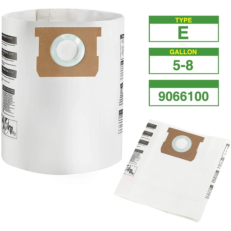 

15Pack Type E Replacement Vacuum Filter Bags Compatible for Shop Vac 5-8 Gallon Vacuum Replace Part 90661 906-61 9066100