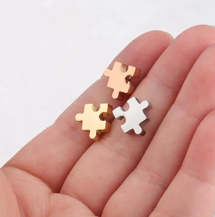 

10*10mm 20piece/lot 1.8mm Small Hole Bead Mirror Polished Stainless Steel Puzzle Bead Charms DIY Jewelry