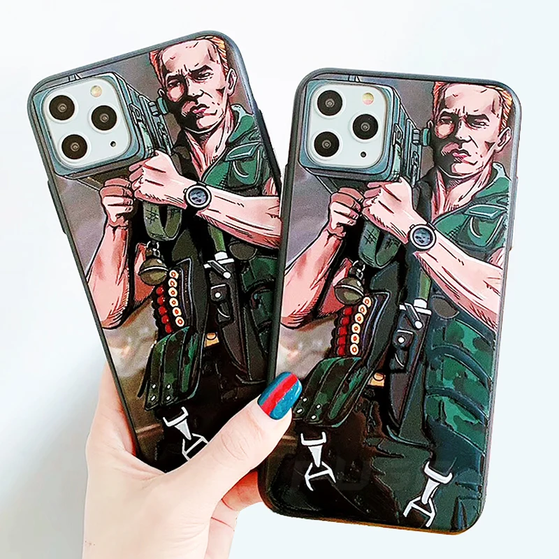 Cannon Gun Phone Case on the for iPhone 11 Pro Max 3D Emboss Cartoon Soft Silicone Bumper+Hard PC Steel Pattern Cover |
