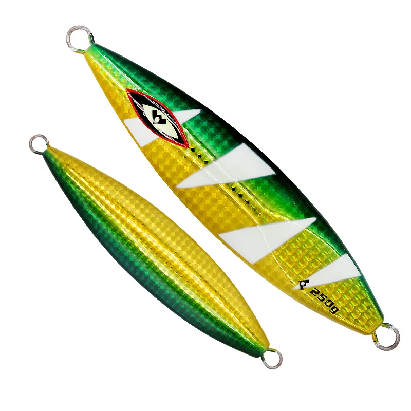 FUNADAIKO медленная приманка для морской рыбалки, 180 г/220 г/250 г, светящаяся искусственная приманка, свинцовая приманка, джиг для морской рыбалки - Цвет: Gold Green