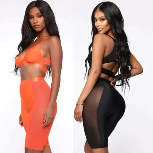 Новые женские сексуальные сетчатые брюки летние однотонные бермуды средней