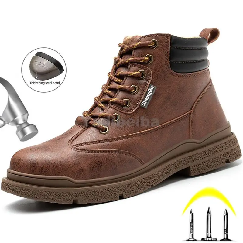 

Security Boots Steel Toe Safety Shoes Men Work Boots Anti-puncture Work Sneakers Man Safety Boots High Top Work Shoes Footwear