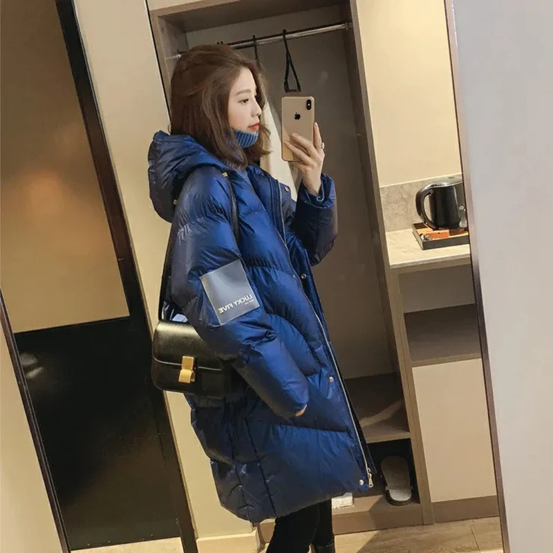 Пальто женское зимнее на хлопковой подкладке плотное теплое однотонное с