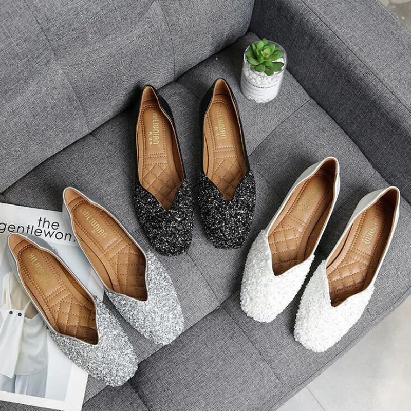 Женские туфли лоферы с квадратным носком черные серебристые на плоской подошве