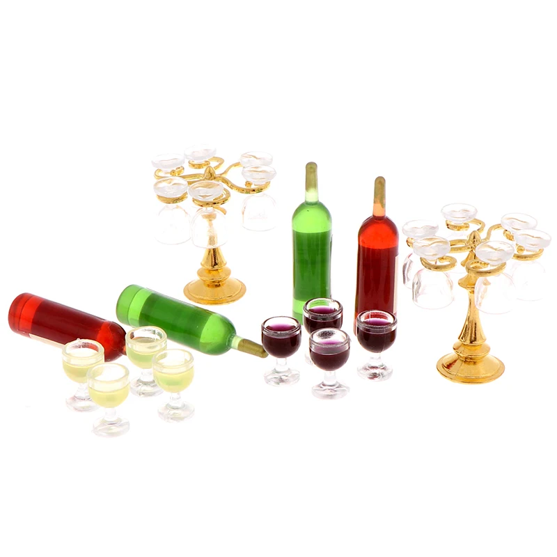 

13Pcs/Set New 2019 Brand New Wine Drink Bottles, Goblets, Beer Cups,Wine Bottles Cup Holder Dollhouse Miniature Pub Shop