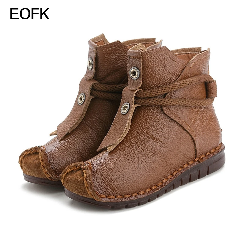 Женские ботильоны из натуральной кожи на плоской подошве плиссированная Женская