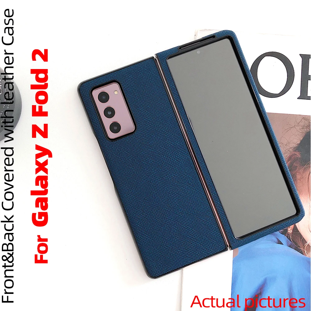 

For Galaxy Z Fold 2 Case for Galaxy Z Fold2 5G front and back covered with Cross Texture leather Case For Galaxy Z Fold2 5G Case