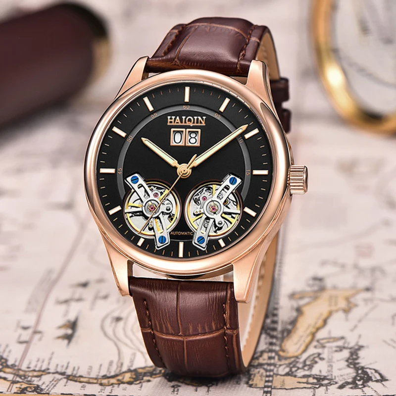 Часы наручные HAIQIN Мужские механические брендовые водонепроницаемые спортивные
