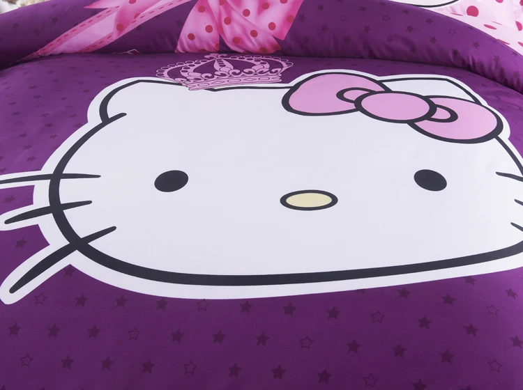 Лучший. WENSD роскошный 3d постельное белье из хлопка с рисунком «hello kitty» 3/4 шт., простыня, пододеяльник, со шнурком, комплекты «king», «queen» Детская мультяшная одежда