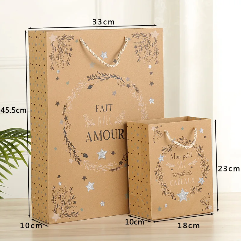

10pcs 2020 creative portable packaging bag kraft paper portable shopping gift packaging