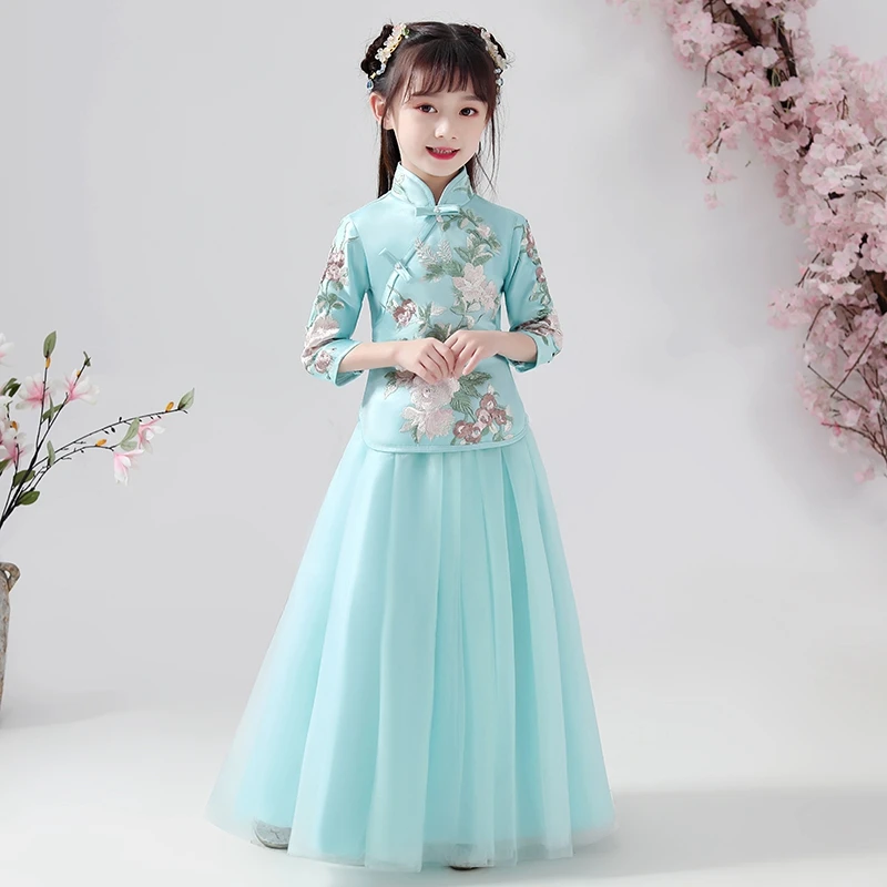 Платье с цветочным узором для девочек романтический свадебный банкет кружевное