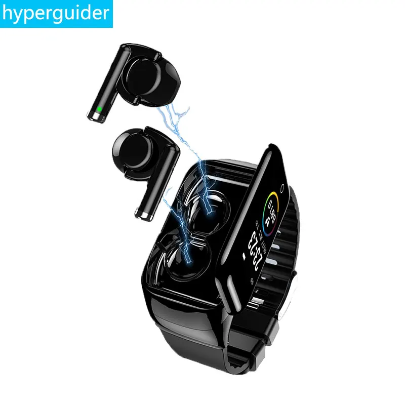 

Smart Wristband with TWS Earbuds support Blood Pressure Heart Rate Message Push Headset Phone Voice Assistant for IOS & Android