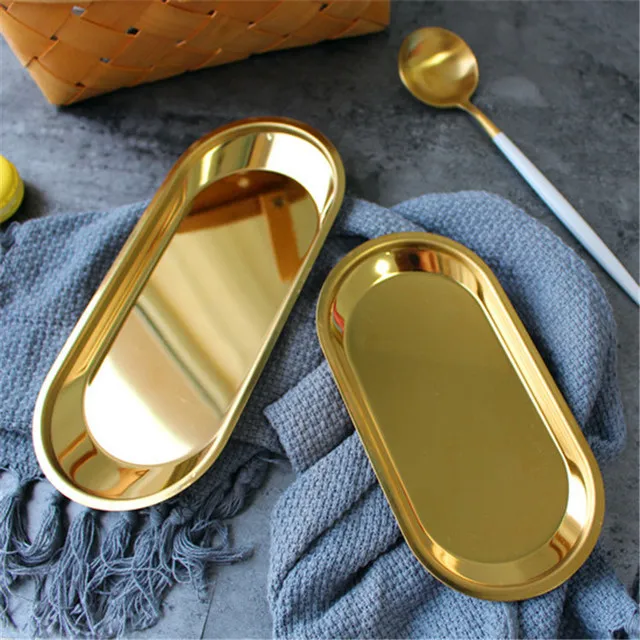 Скандинавские металлические ювелирные изделия лоток Золото Серебро овальная