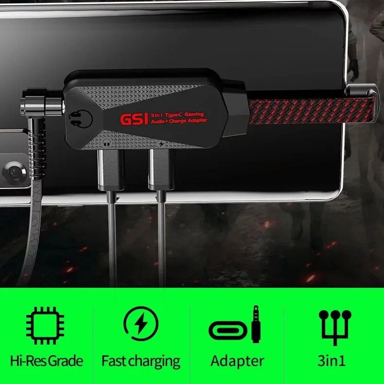 Звуковая карта 3 в 1 Hi-Res для мобильных игр с переходником зарядного устройства