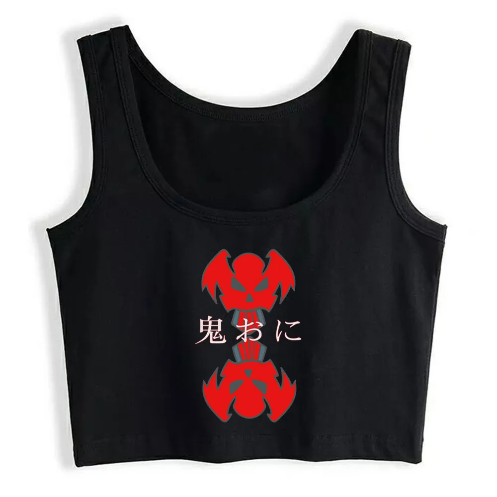 

Crop Top Women Oni Japanese Demon Face Skull Oni Harajuku Harajuku Tank Top Women Anime Women Clothes