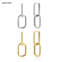 andywen 925 sterling silver 2020 circle chain drop earring wedding fashion plain simple 2 circle wedding jewelry clips