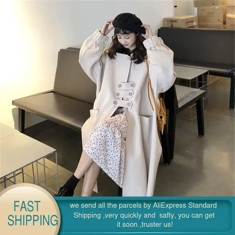 Зимнее пальто и куртка Женское шерстяное длинное корейское элегантное теплое