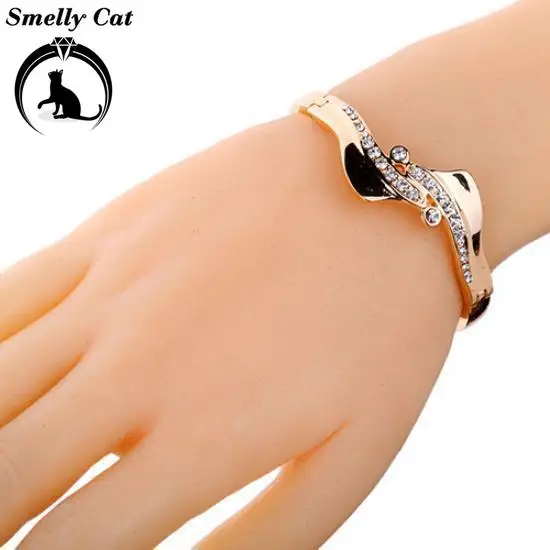 Вонючий кот Хрустальный Браслет украшения Женская мода розовое золото цвет