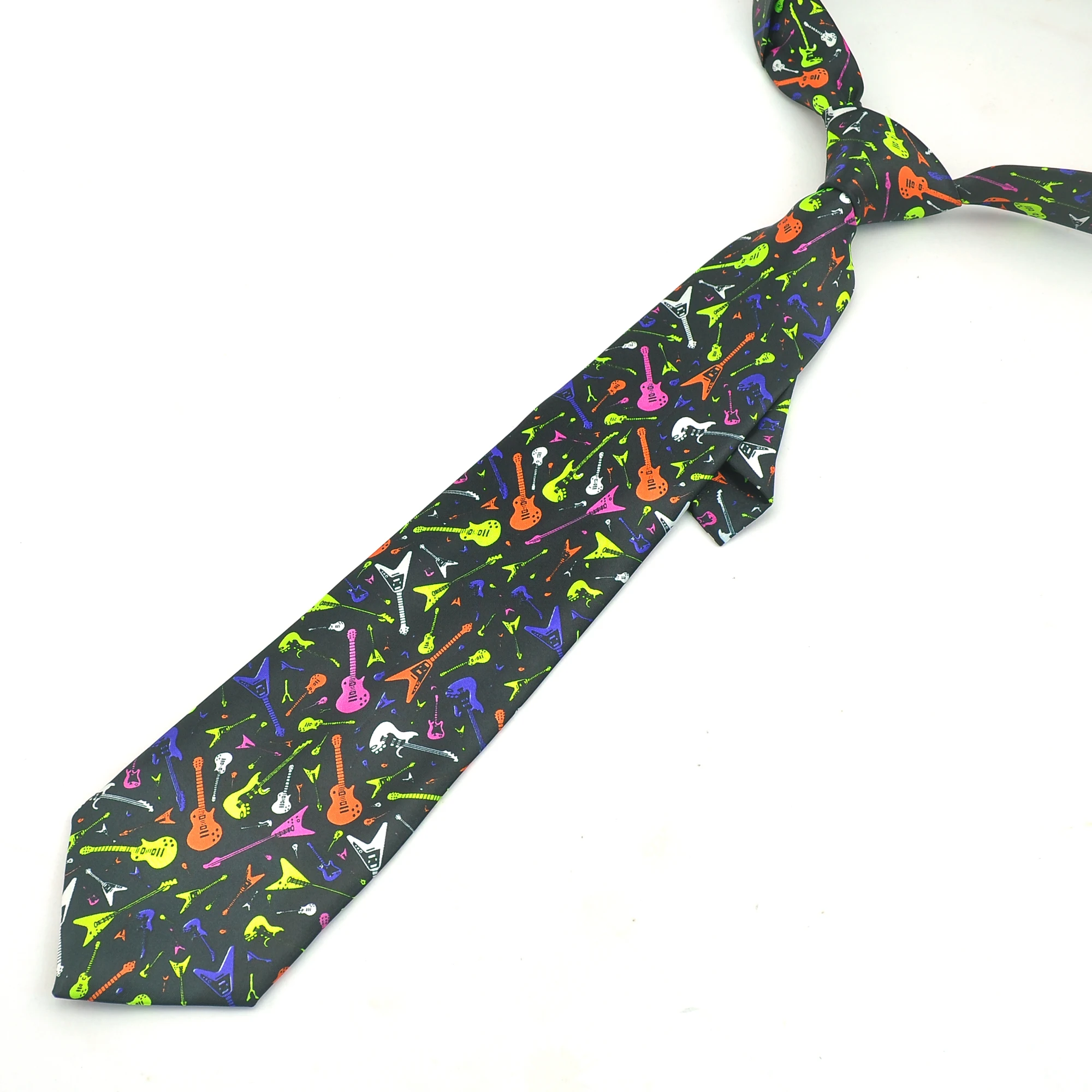 Mens Ties Necktie Formal Dress Gift Wedding Shirts Cravat For Men 9cm wid Guitar Musical Instruments Black Dropshipping | Аксессуары для