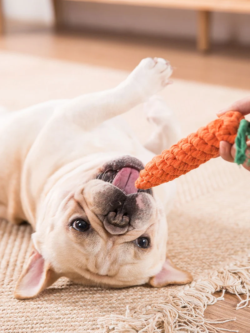 1 pcs Carrot Shaped Knot Ropes Pet Dog Toys Chew Cat Toy Safe for Small Dogs Molar Biting Playing Products Accessories | Дом и сад